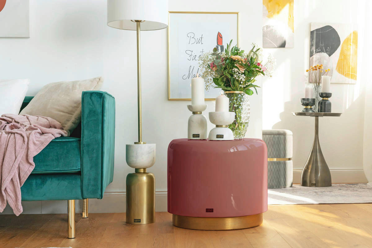 360 Living Hocker Artisse 251 rosa gold Metall H/D: ca. 43x51,5 cm Artisse 251 - gold/rosa (51,50/43,00cm) - 360 Living