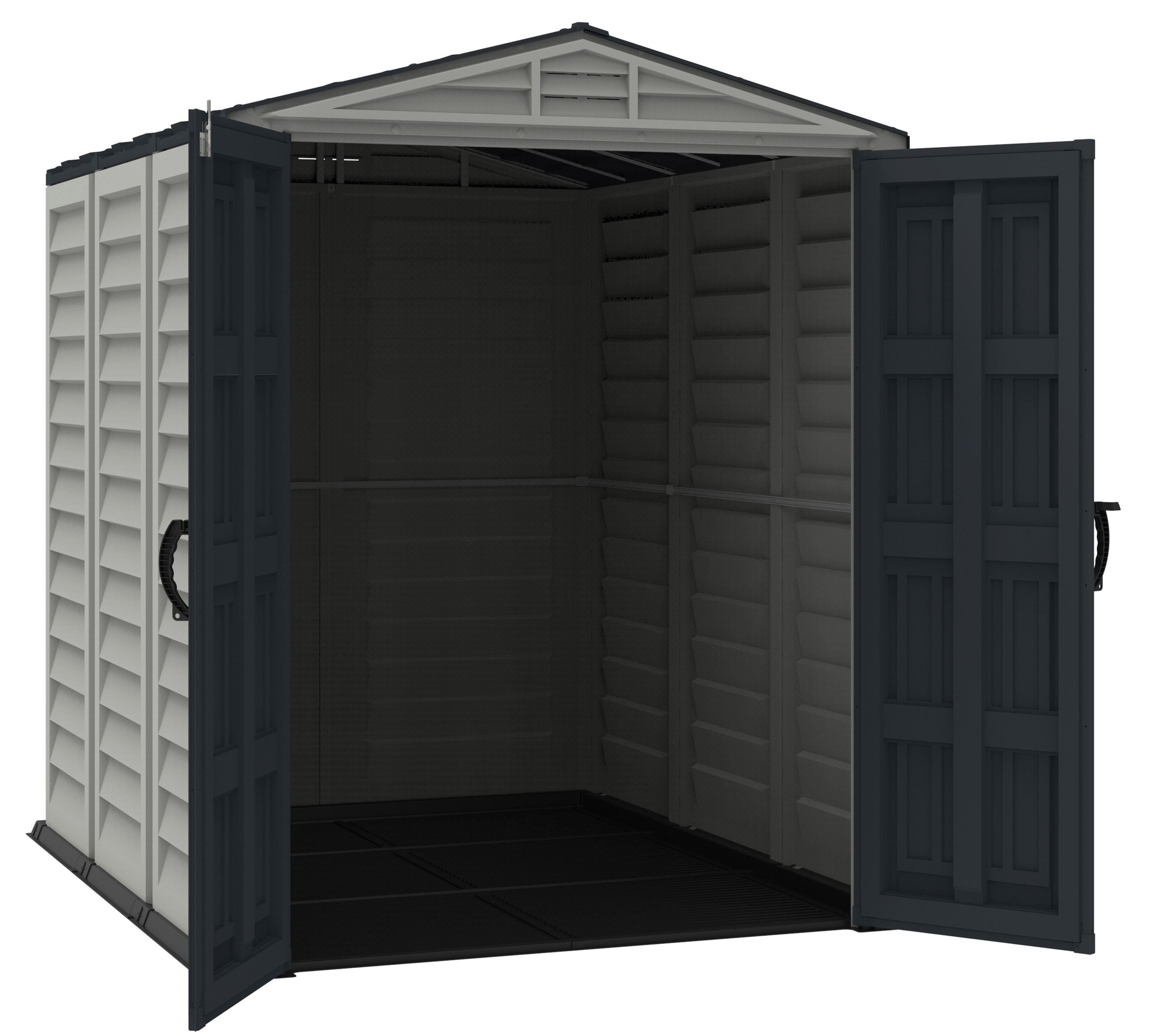 VCM Gerätehaus grau B/H/L: ca. 161x210x250 cm Gerätehaus mit Drehtür - grau (250,00/161,00/210,00cm) - VCM
