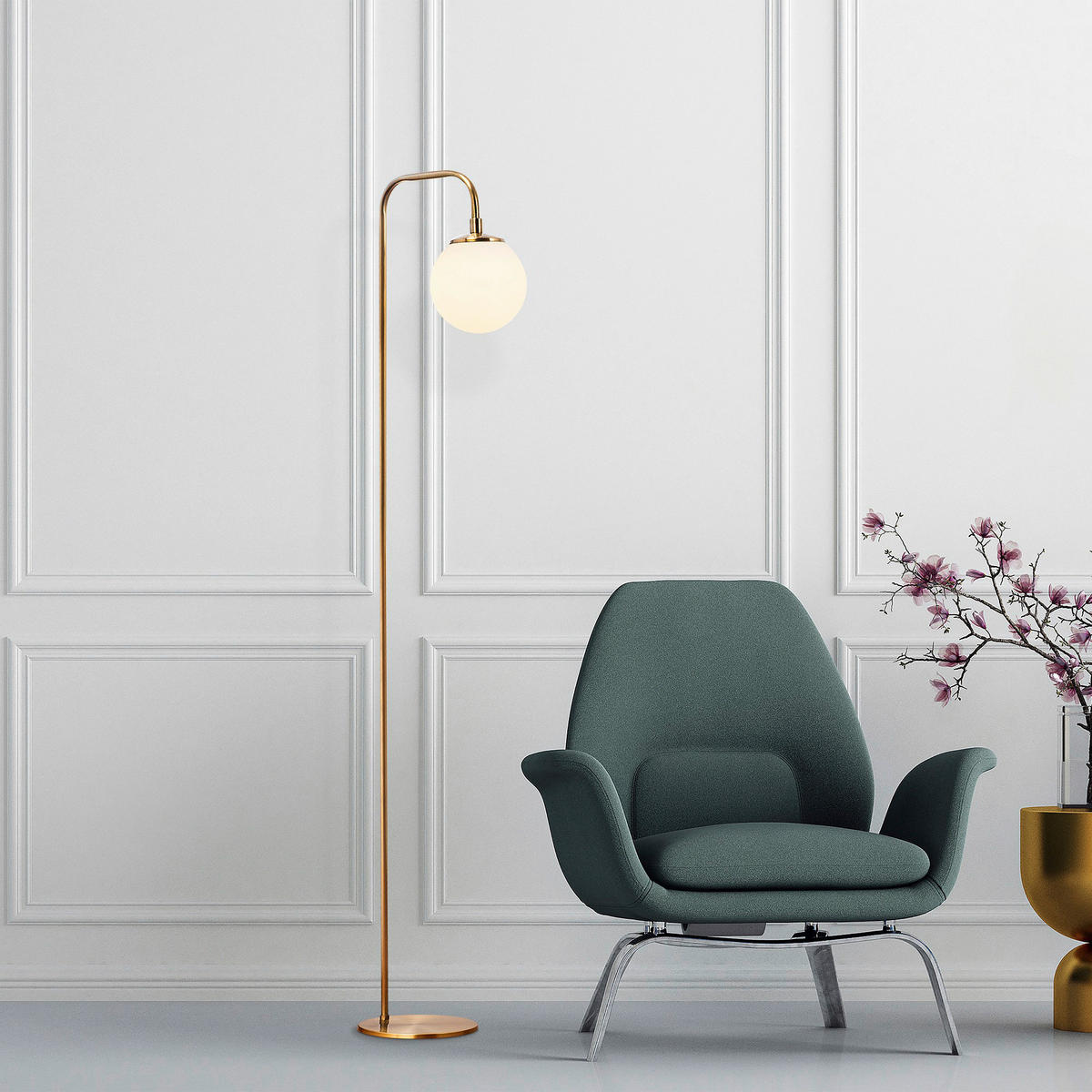 Opviq Stehleuchte Viran bronze Glas Metall B/H/T/L/D: ca. 27x146x27x27x15 cm E14 1 Brennstellen Viran - bronze (27,00/27,00/146,00cm) - Opviq