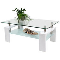 Glascouchtisch Modena weiß Hochglanz glasklar B/H/T: ca. 100x45x60 cm Modena - weiß/glasklar (100,00/45,00/60,00cm)