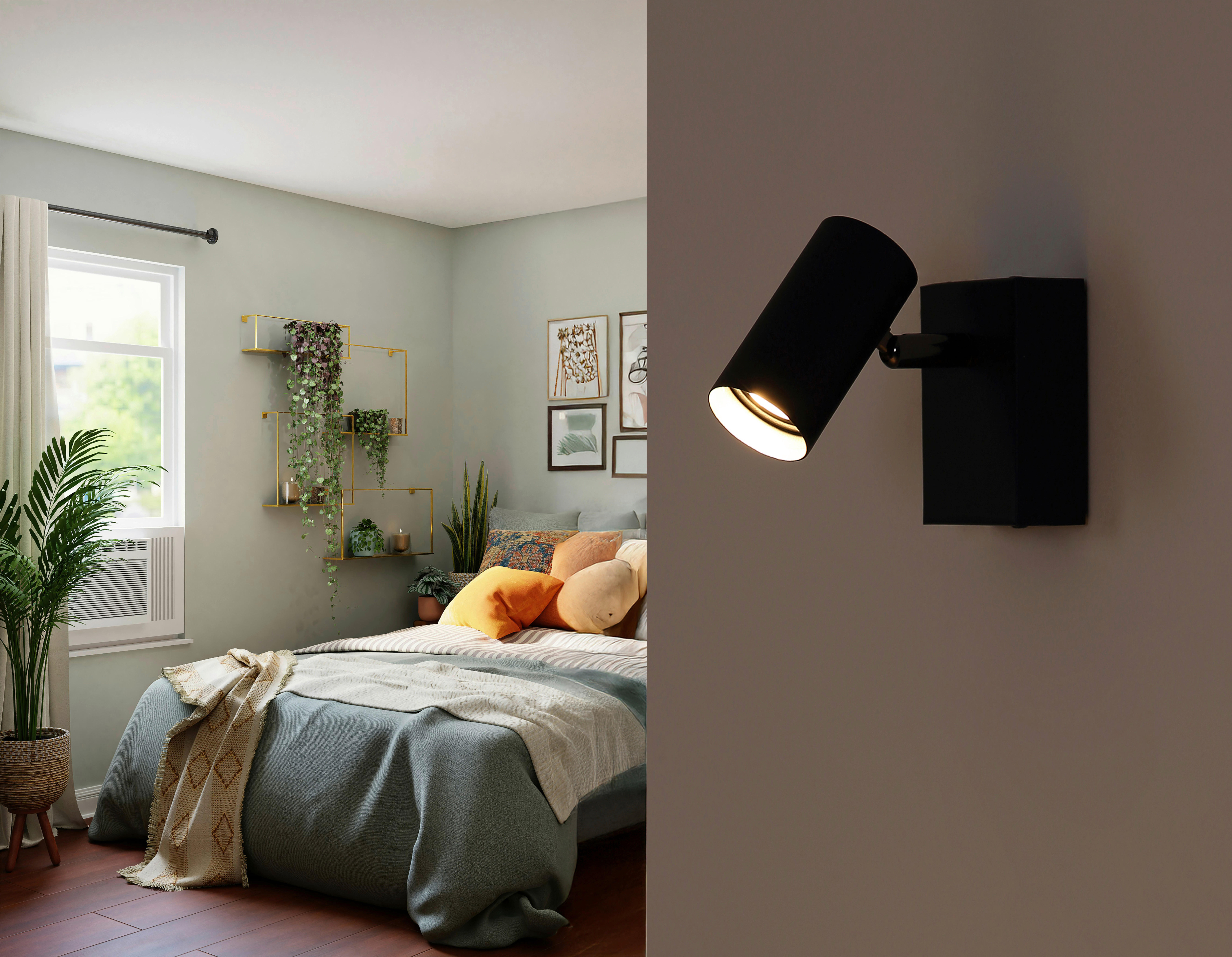 GLOBO Strahler Chrom schwarz Aluminium Metall B/H/L: ca. 9,5x8x12 cm 1 Brennstellen Strahler-Este - schwarz/Chrom (12,00/9,50/8,00cm) - GLOBO