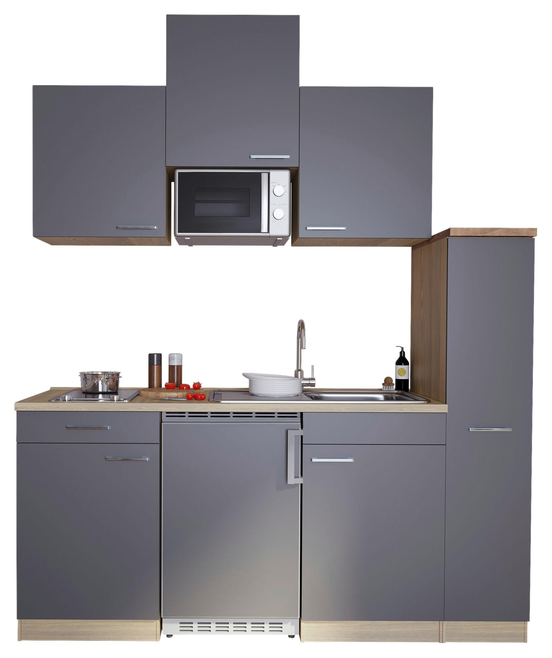 Respekta Küchenblock Economy grau B/H/T: ca. 180x200x60 cm Economy - Eiche/grau (180,00/200,00/60,00cm) - Respekta