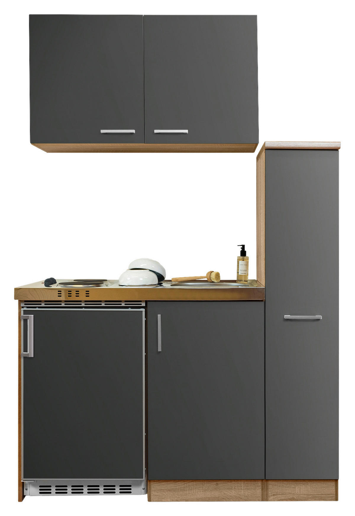 Respekta Miniküche 130 grau matt B/H/T: ca. 130x200x60 cm 130 - Eiche/grau (130,00/200,00/60,00cm) - Respekta