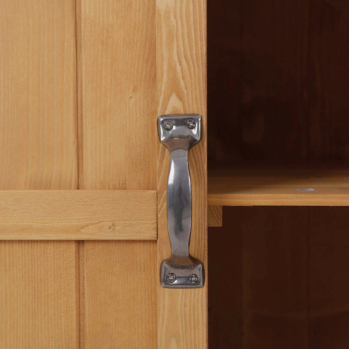 Outsunny Gartenschrank Gartenschrank_mit_2_Fächer - natur (74,00/43,00/88,00cm) - Outsunny