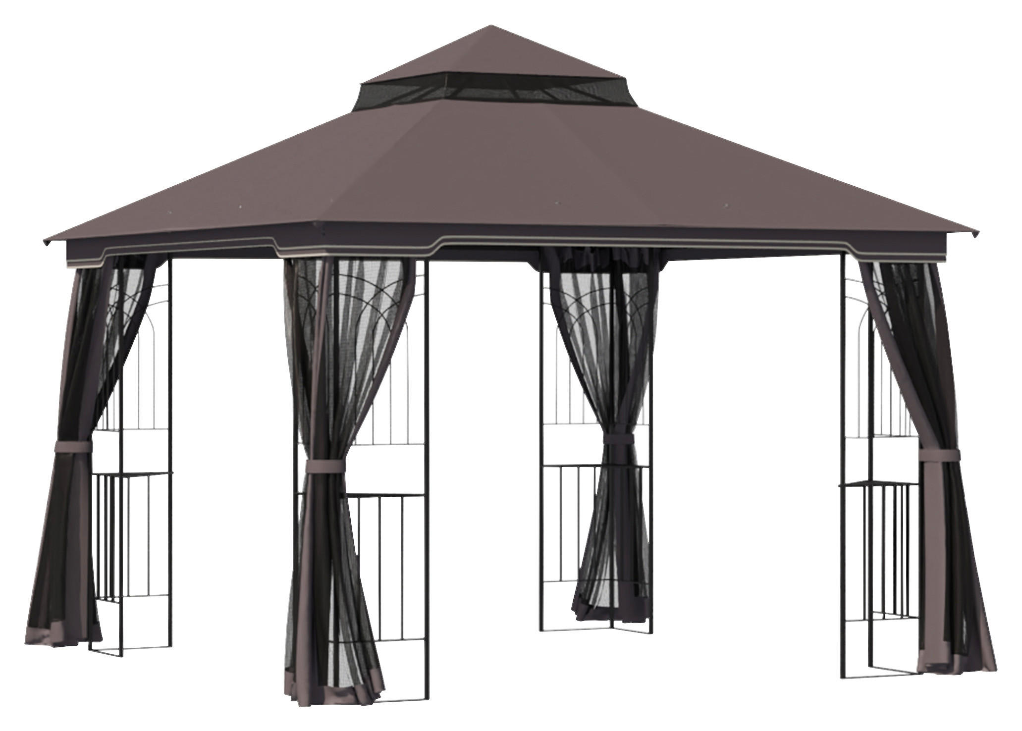 Outsunny Pavillon kaffee Metall B/H/L: ca. 299x274x299 cm günstig online kaufen