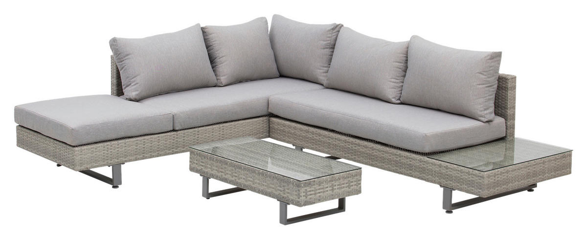 Outsunny Sitzgruppe grau Edelstahl B/H/L: ca. 69x196x59 cm Gartenmöbel-Set - grau (59,00/69,00/196,00cm) - Outsunny