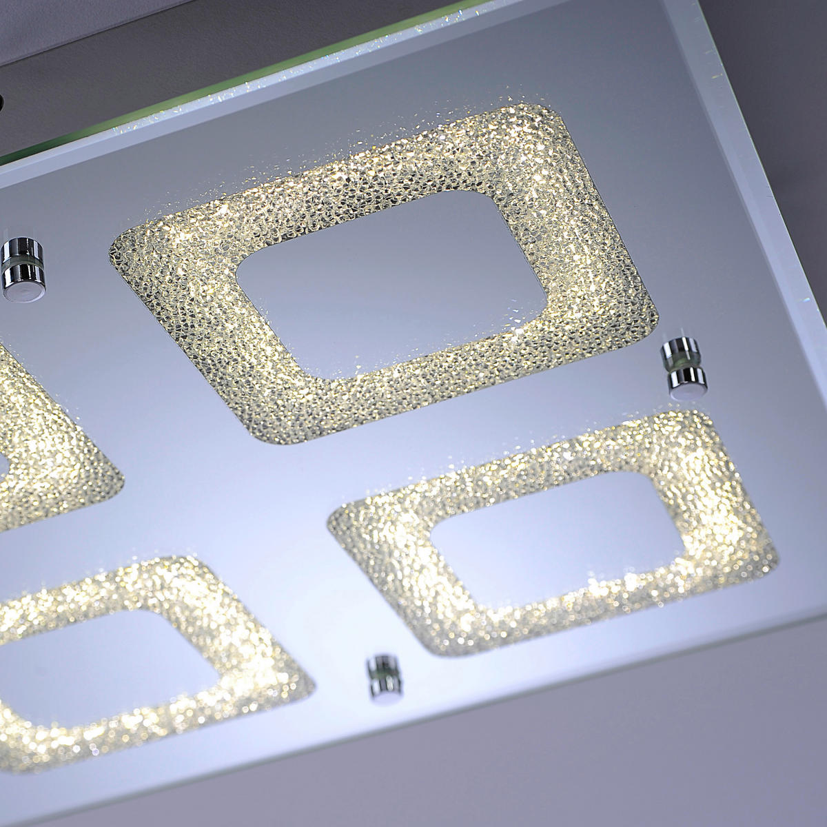 Just Light LED-Deckenleuchte LISA 11572-17 Chrom klar Metall Glas B/H/T: ca. 36x6,3x36 cm 4 Brennstellen LISA - klar/Chrom (36,00/6,30/36,00cm) - Just Light