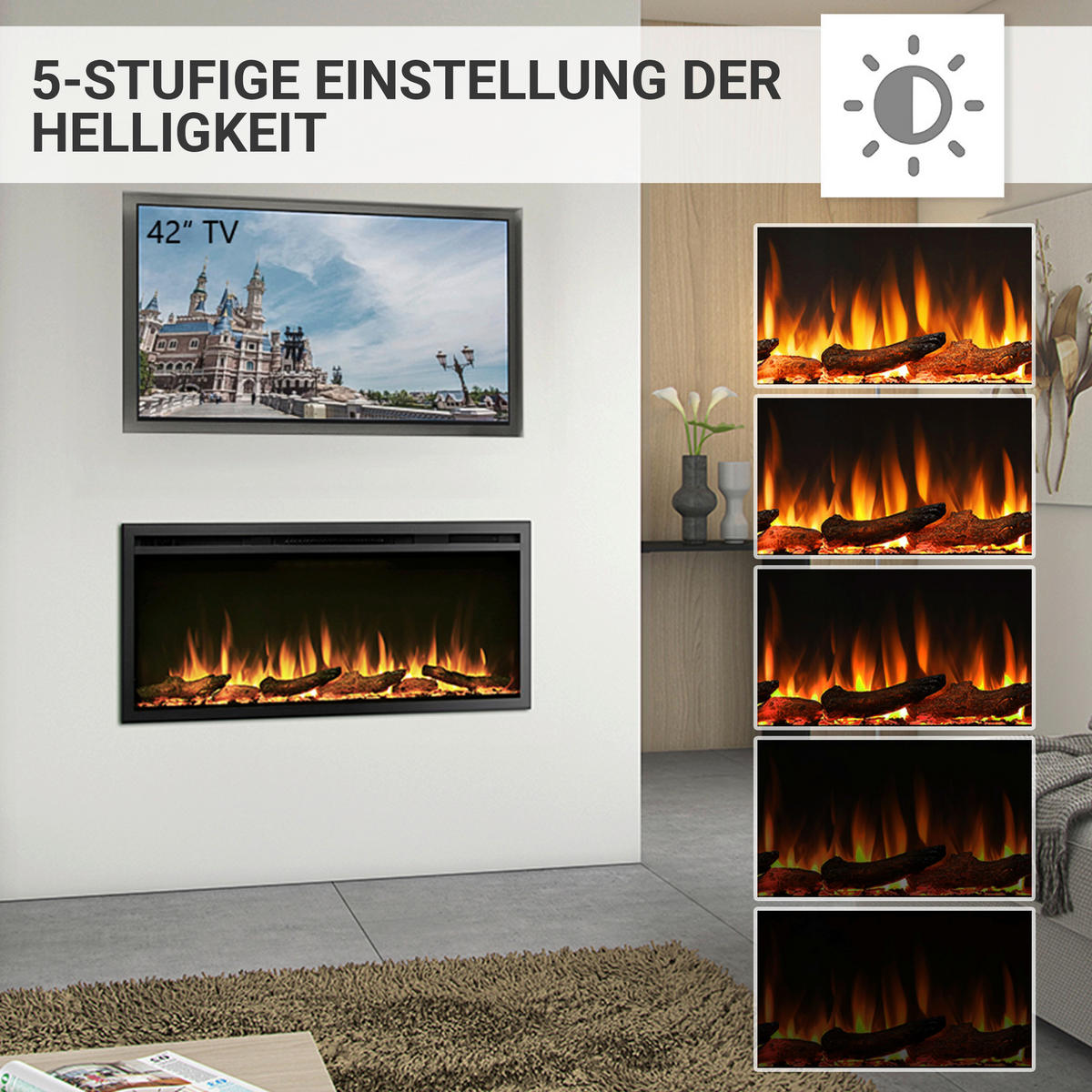 Balderia Elektrischer-Kamin Atlanta EF286B schwarz B/H/L: ca. 14,7x48x101,6 cm Elektro-Kamin Atalanta 40" - schwarz (101,60/14,70/48,00cm) - Balderia