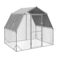 vidaXL Hühnerstall silber Stahl H/L: ca. 225x250 cm Hühnerstall - silber (250,00cm) - vidaXL