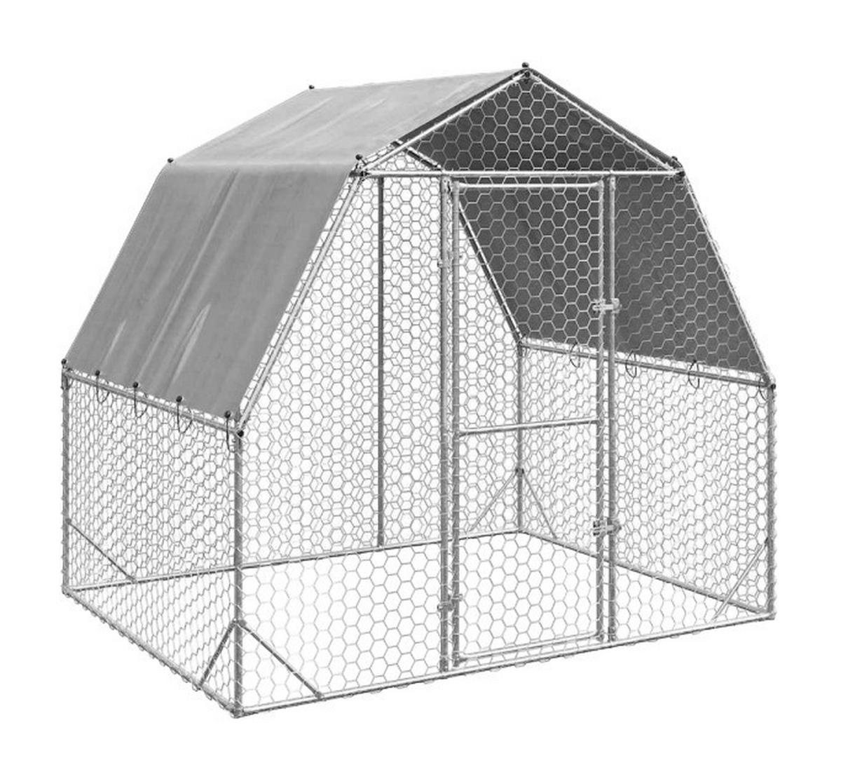 vidaXL Hühnerstall silber Stahl H/L: ca. 225x250 cm Hühnerstall - silber (250,00cm) - vidaXL
