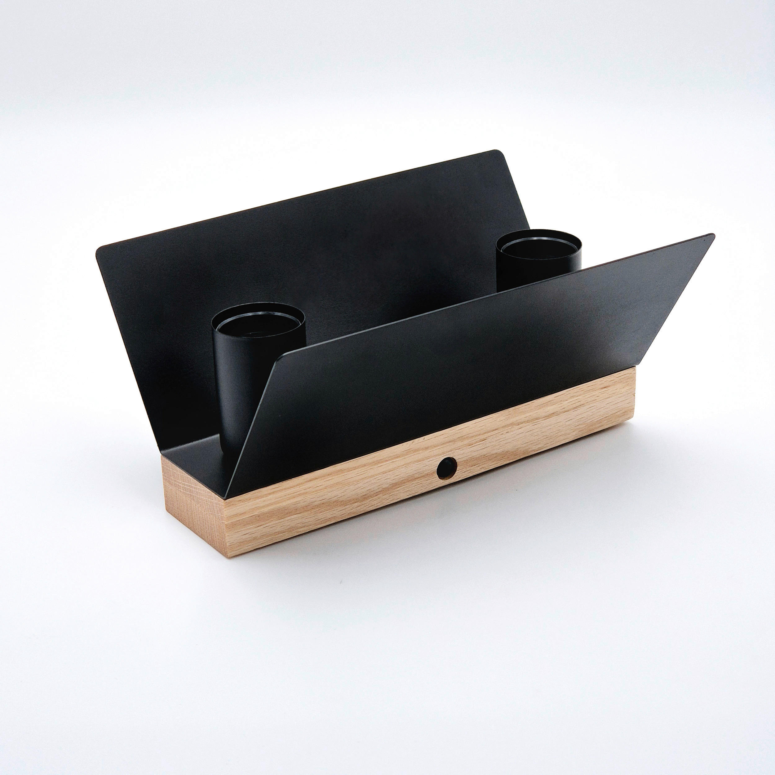 Thumbnail - Lamkur Deckenleuchte schwarz Eiche Stahl Glas B/H/L: ca. 12x11,5x24 cm E27 2 Brennstellen