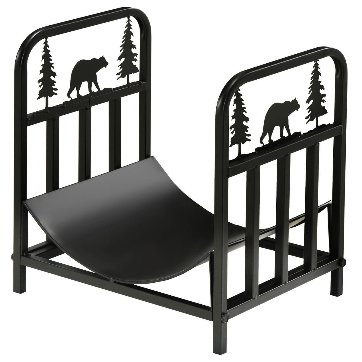 Outsunny Kaminholzregal schwarz B/H/L: ca. 33,5x43x42 cm Kaminholzregal - schwarz (42,00/33,50/43,00cm) - Outsunny