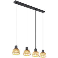 GLOBO Pendelleuchte WENNA 54053-4H mattschwarz Metall Bambus B/H/T: ca. 72x120x13 cm WENNA - mattschwarz (72,00/120,00/13,00cm) - GLOBO