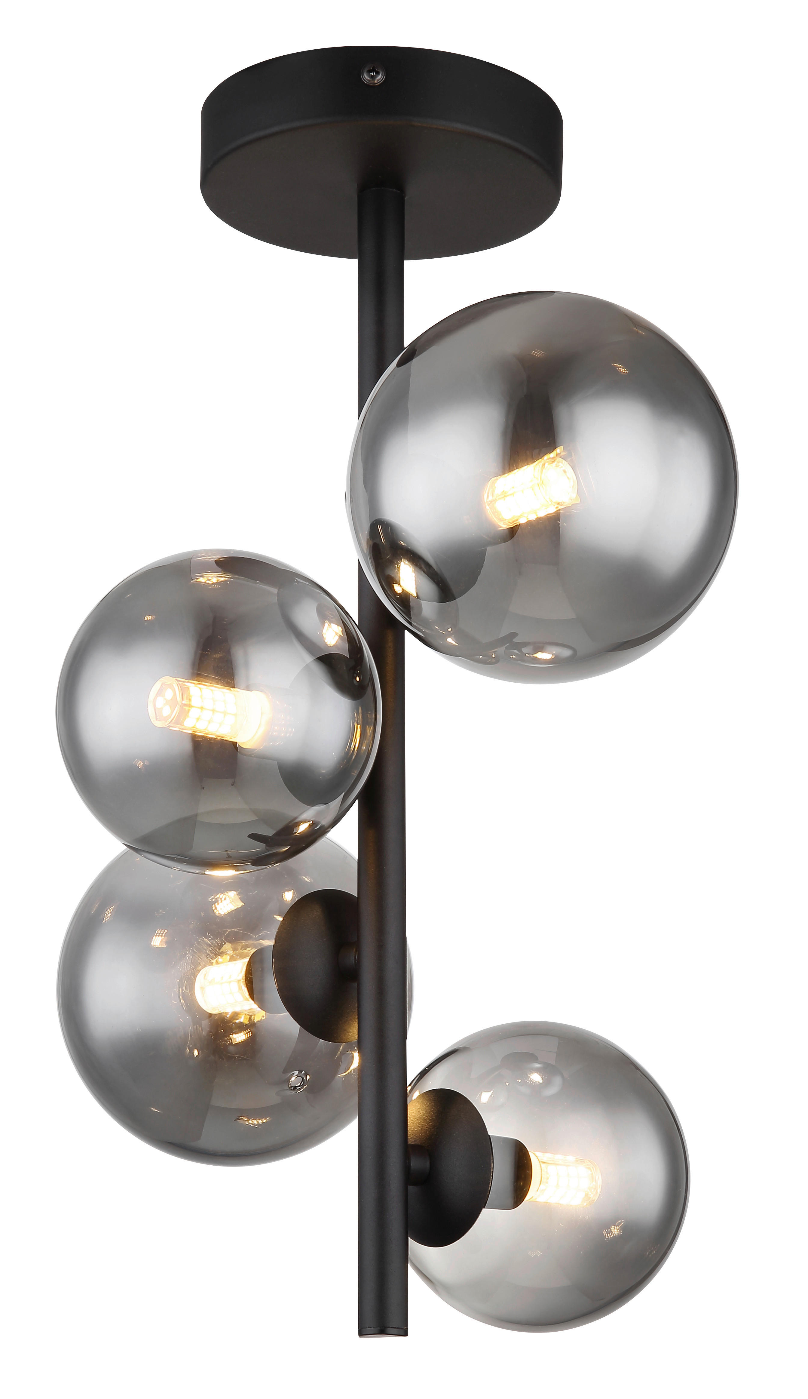 GLOBO Deckenleuchte schwarz Metall H/D: ca. 40x23,5 cm G9 4 Brennstellen RIHA - schwarz (23,50/40,00cm) - GLOBO