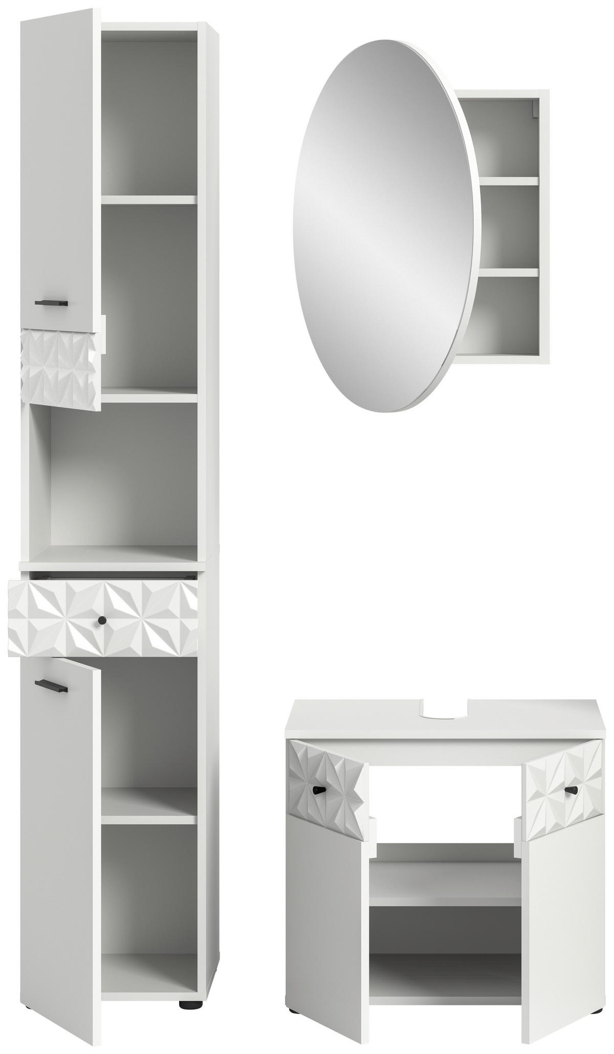 Badezimmer-Set Prisma weiß B/H/T: ca. 195x187x37 cm Prisma - weiß (195,00/187,00/37,00cm) - xonox.home