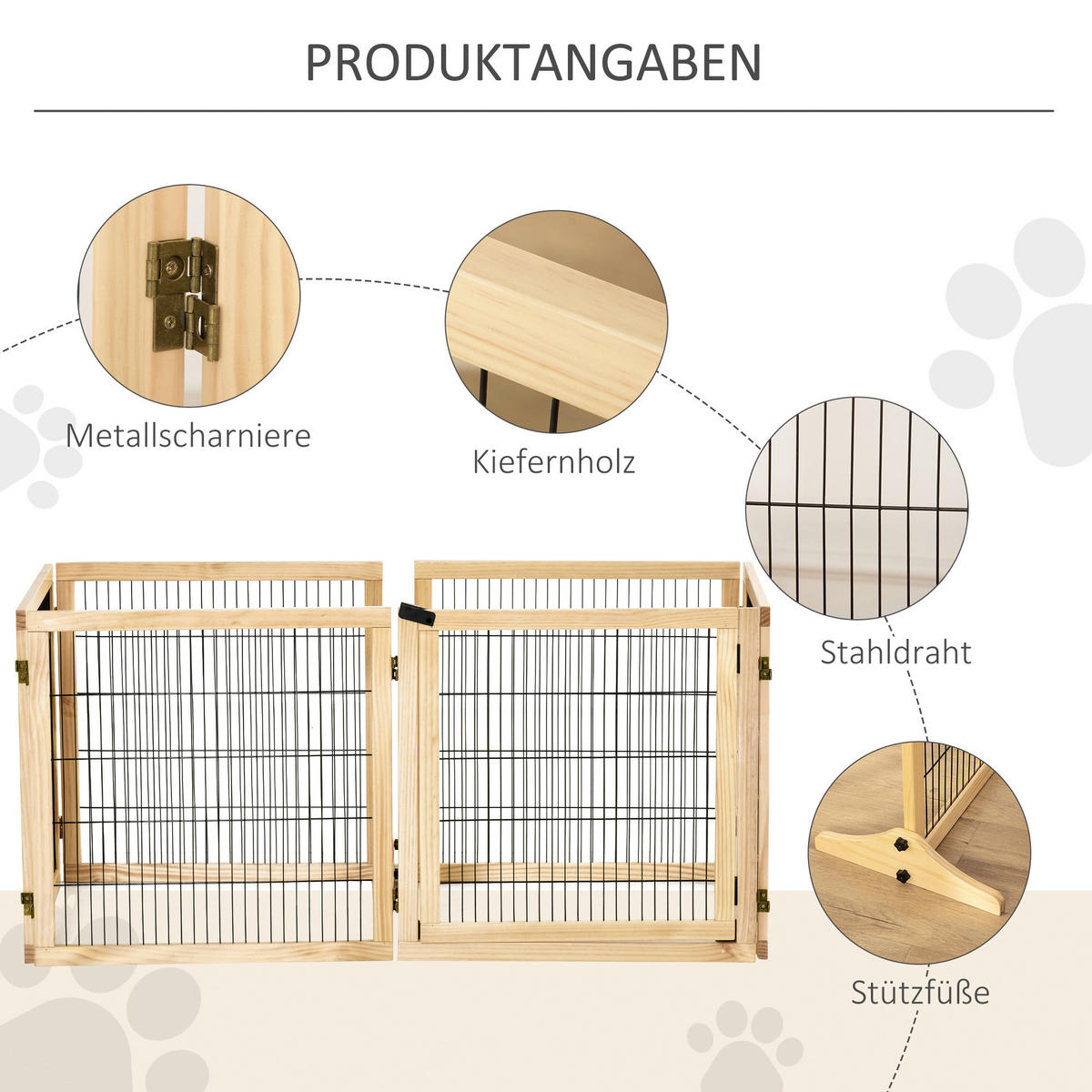 PawHut Schutzgitter natur Polypropylen B/H/L: ca. 36x432x70 cm Türschutzgitter - natur (70,00/36,00/432,00cm) - PawHut