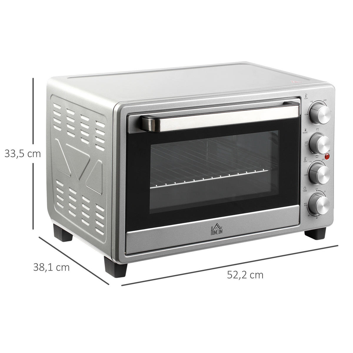 HOMCOM Küchengerät 800-087SR silber Polypropylen B/H/L: ca. 38,1x52,2x33,5 cm Minibackofen - silber (33,50/38,10/52,20cm) - HOMCOM