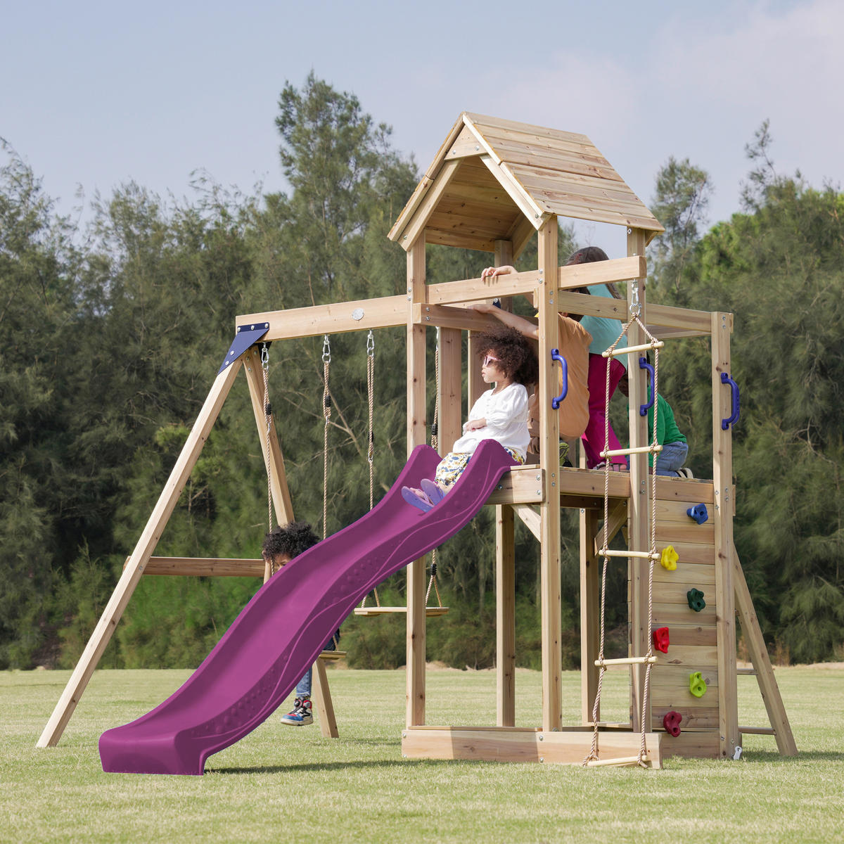 AXI Spielturm Moos lila B/H/L: ca. 342x267x375 cm Moos - lila/braun (375,00/342,00/267,00cm) - AXI