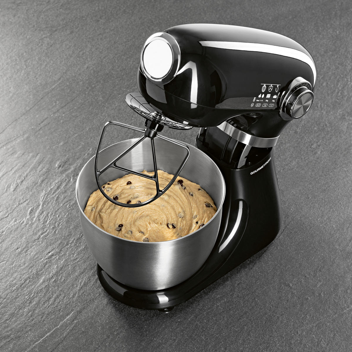 GOURMETmaxx Küchenmaschine schwarz Edelstahl B/H/L: ca. 26x38x41 cm Küchenmaschine - schwarz (41,00/26,00/38,00cm) - GOURMETmaxx