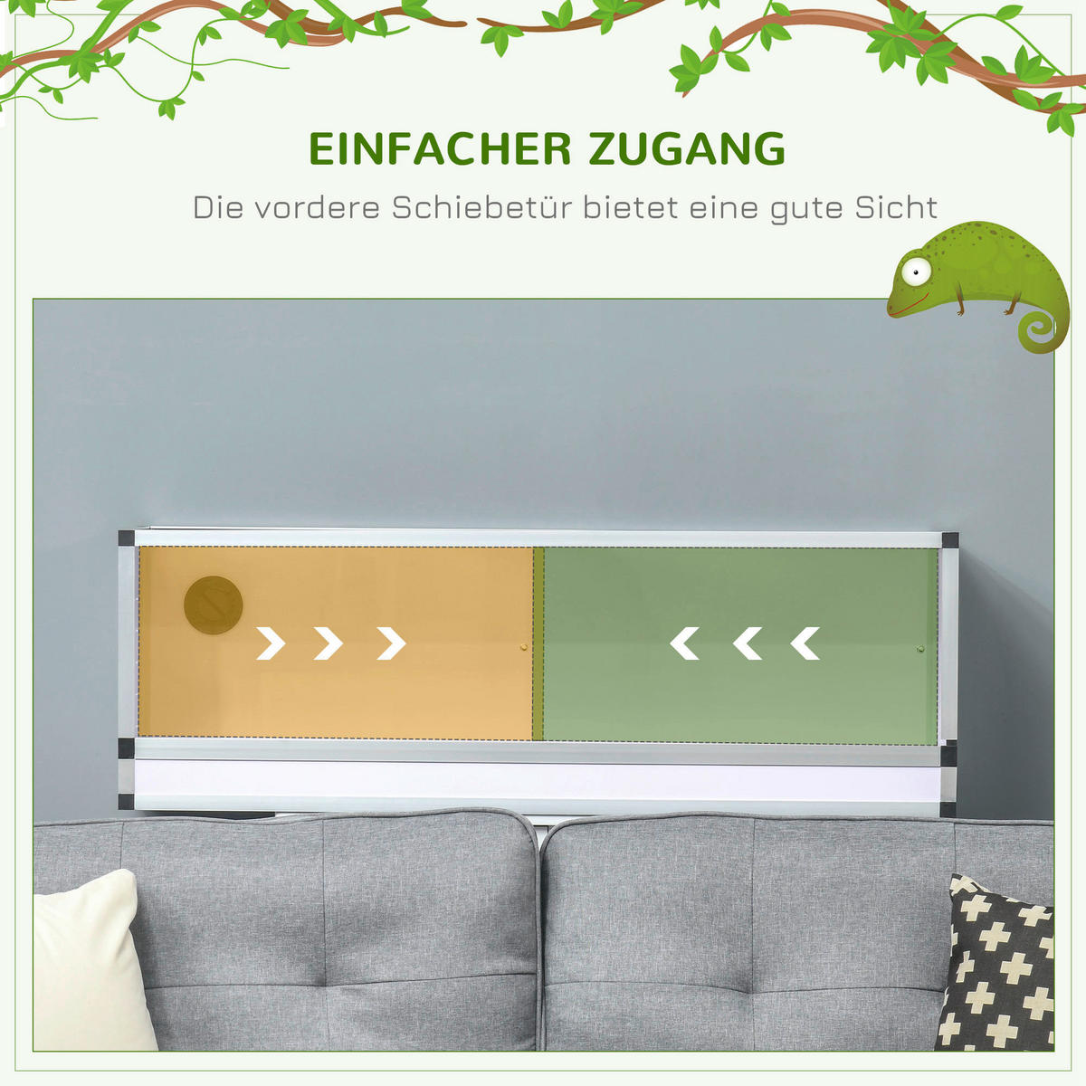 PawHut Terrarium silber Polyester B/H/L: ca. 40x120x40 cm Terrarium_für_Reptilien - weiß/schwarz (40,00/40,00/120,00cm) - PawHut