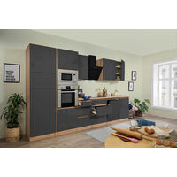 Respekta Küchenblock Premium grau hochglänzend B/H/T: ca. 345x220,5x60 cm Premium - Eiche/grau (345,00/220,50/60,00cm) - Respekta