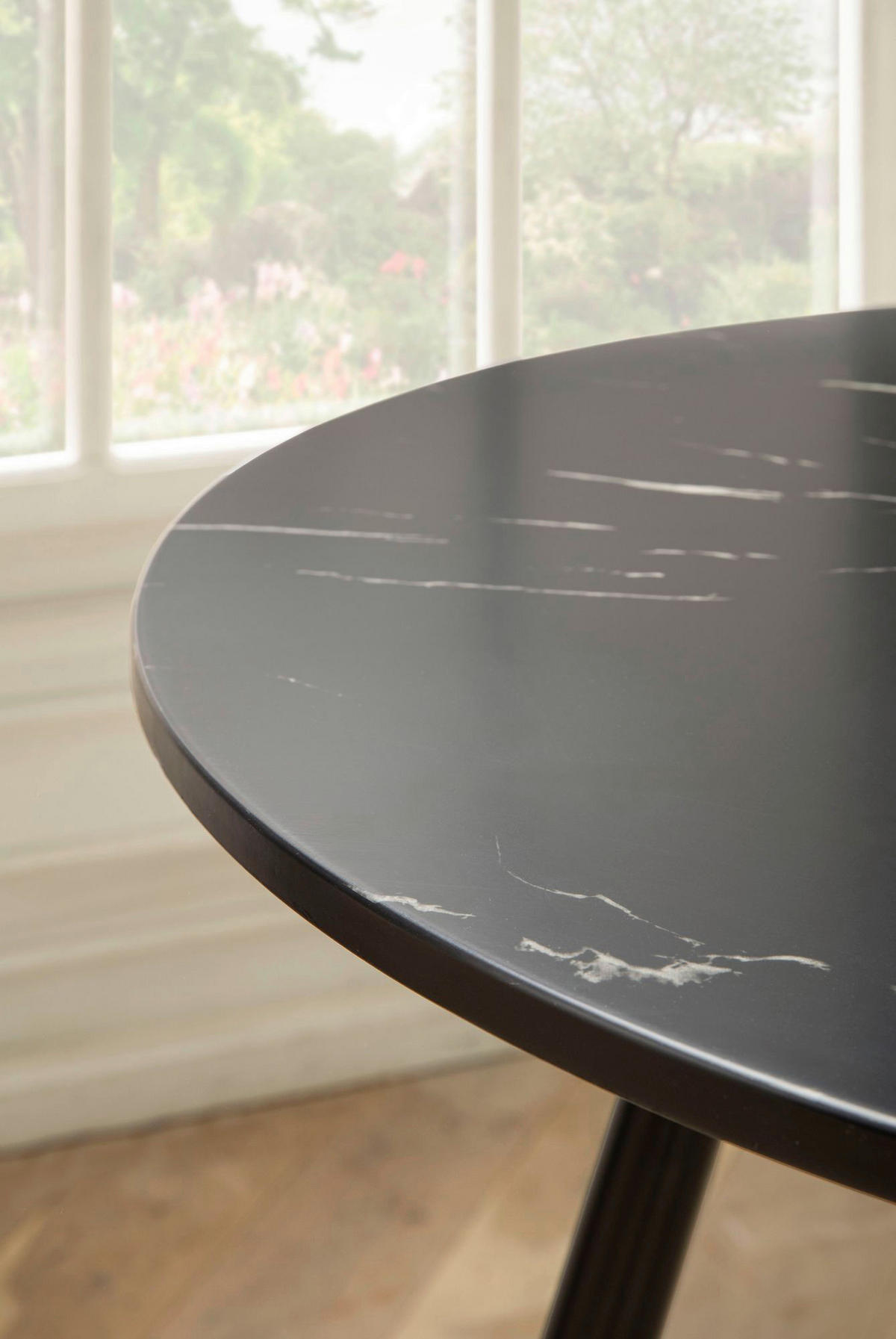 Esstisch schwarz Marmor Optik H/D: ca. 76x75 cm Esszimmertisch - schwarz (75,00/76,00cm) - Wohnling