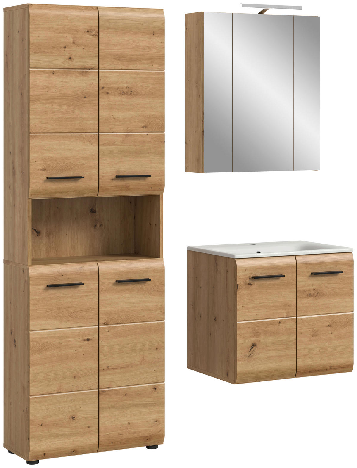 Badezimmer-Set Ice Artisan Oak Nachbildung B/H/T: ca. 135x185x46 cm Ice - (135,00/185,00/46,00cm) - xonox.home