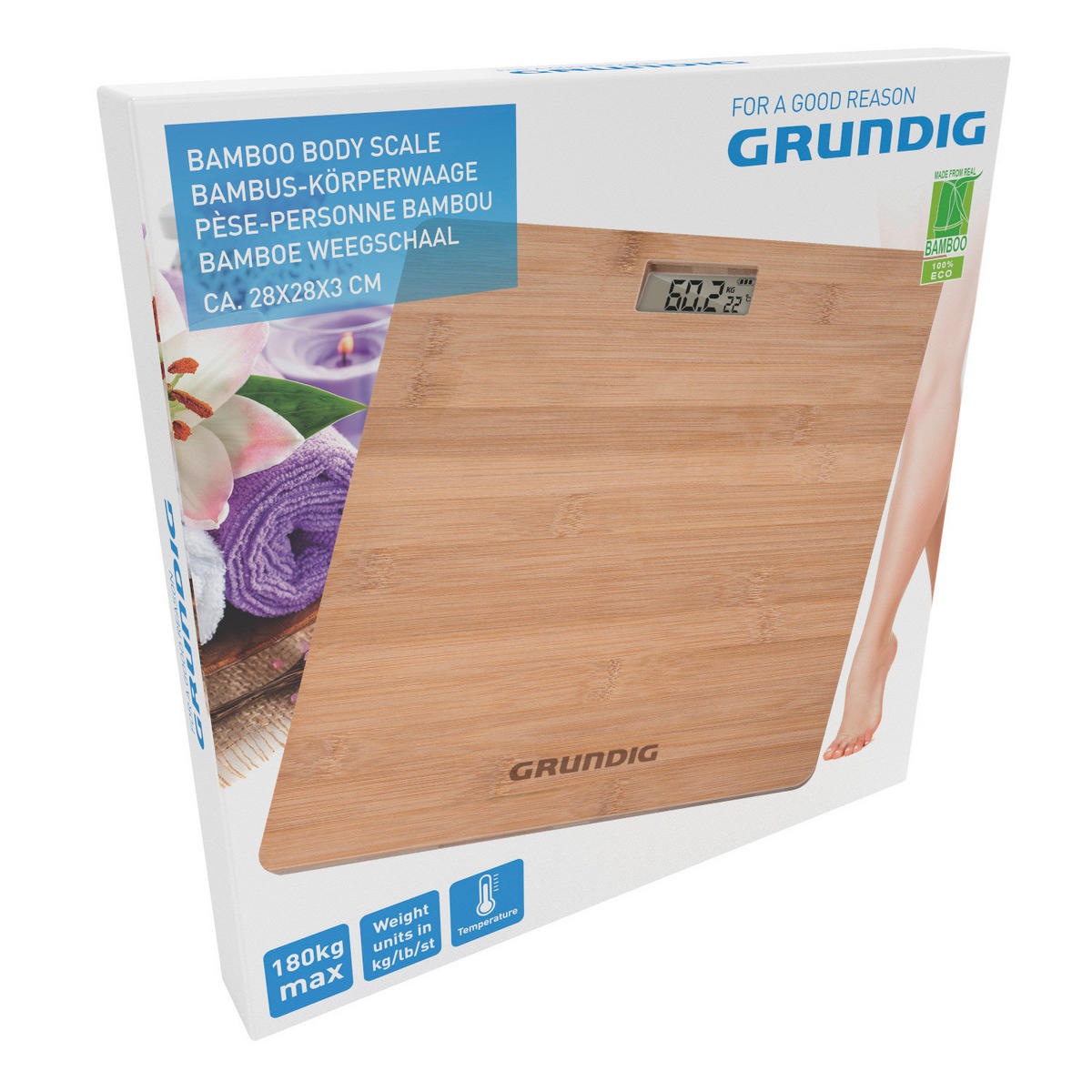 Grundig Personenwaage natur Bambus B/L: ca. 28x28 cm Digitale_Personenwaage - natur (28,00/28,00cm) - Grundig