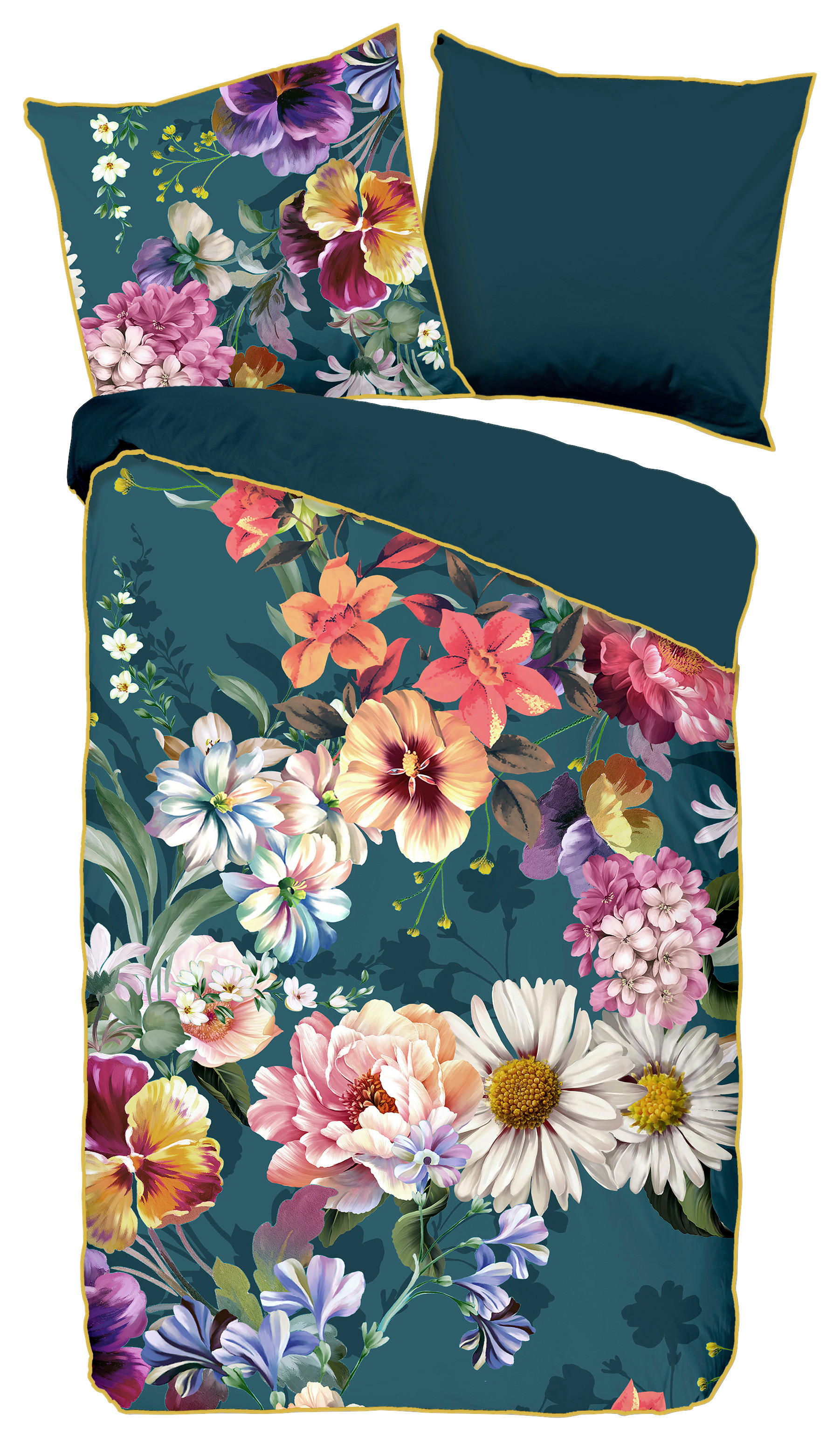 Baumwoll Bettwäsche Novara Satin Novara - petrol (155,00/220,00cm) - Descanso