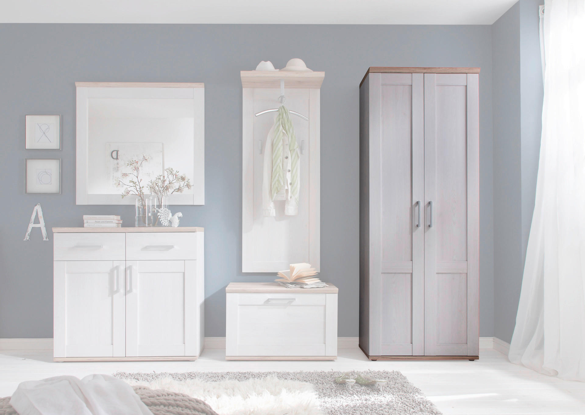 Garderobenschrank Romance Eiche San-Remo Nachbildung Sibiu Lärche Nachbildung B/H/T: ca. 76x201x39 cm Romance - Eiche (76,00/201,00/39,00cm)