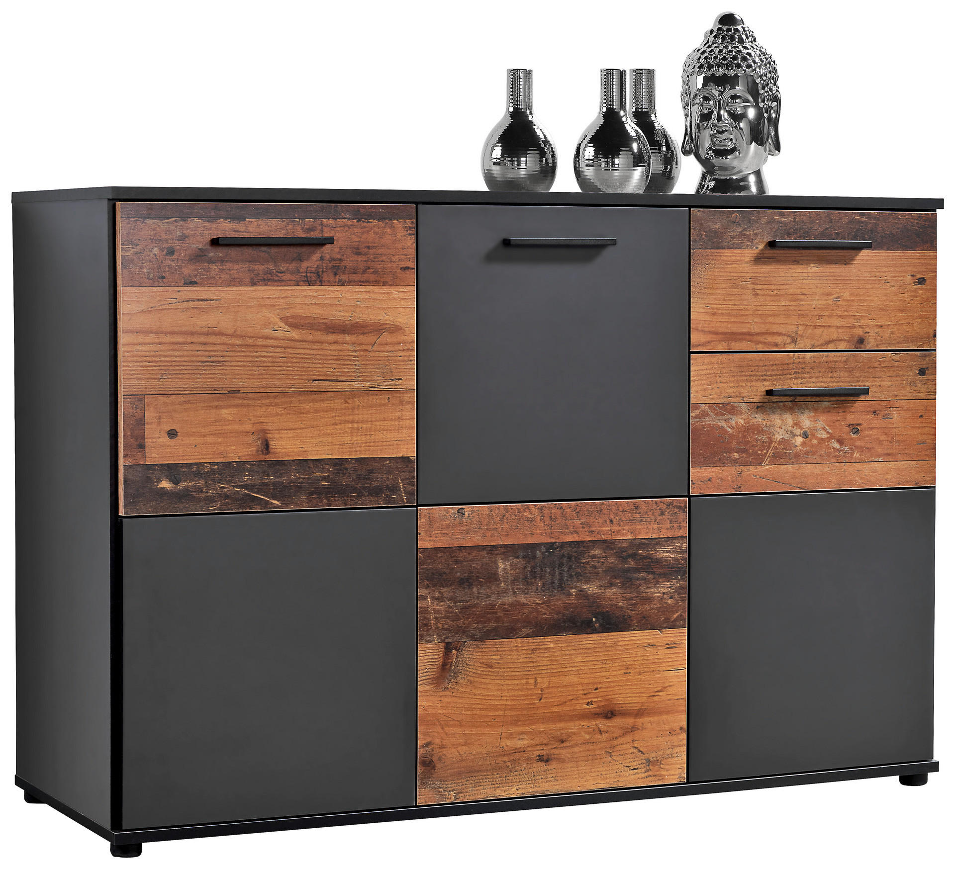 Kommode Zero anthrazit Old Wood Nachbildung B/H/T: ca. 117x82x39 cm Zero - anthrazit (117,00/82,00/39,00cm)