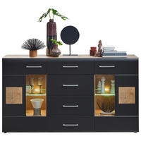 Sideboard Sonate Eiche Nachbildung schwarz matt B/H/T: ca. 170x93x40 cm Sonate - schwarz (170,00/93,00/40,00cm)