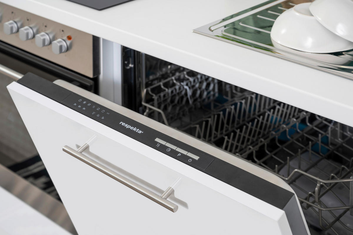 Respekta Küchenblock Amanda weiß B/H/T: ca. 220x200x60 cm Amanda - weiß/Edelstahloptik (220,00/200,00/60,00cm) - Respekta