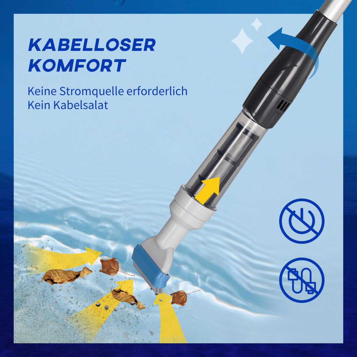 Outsunny Poolsauger mit Teleskopgriff blau Aluminium H/D: ca. 162x6 cm Poolsauger_mit_Teleskopgriff - blau/weiß (6,00/162,00cm) - Outsunny