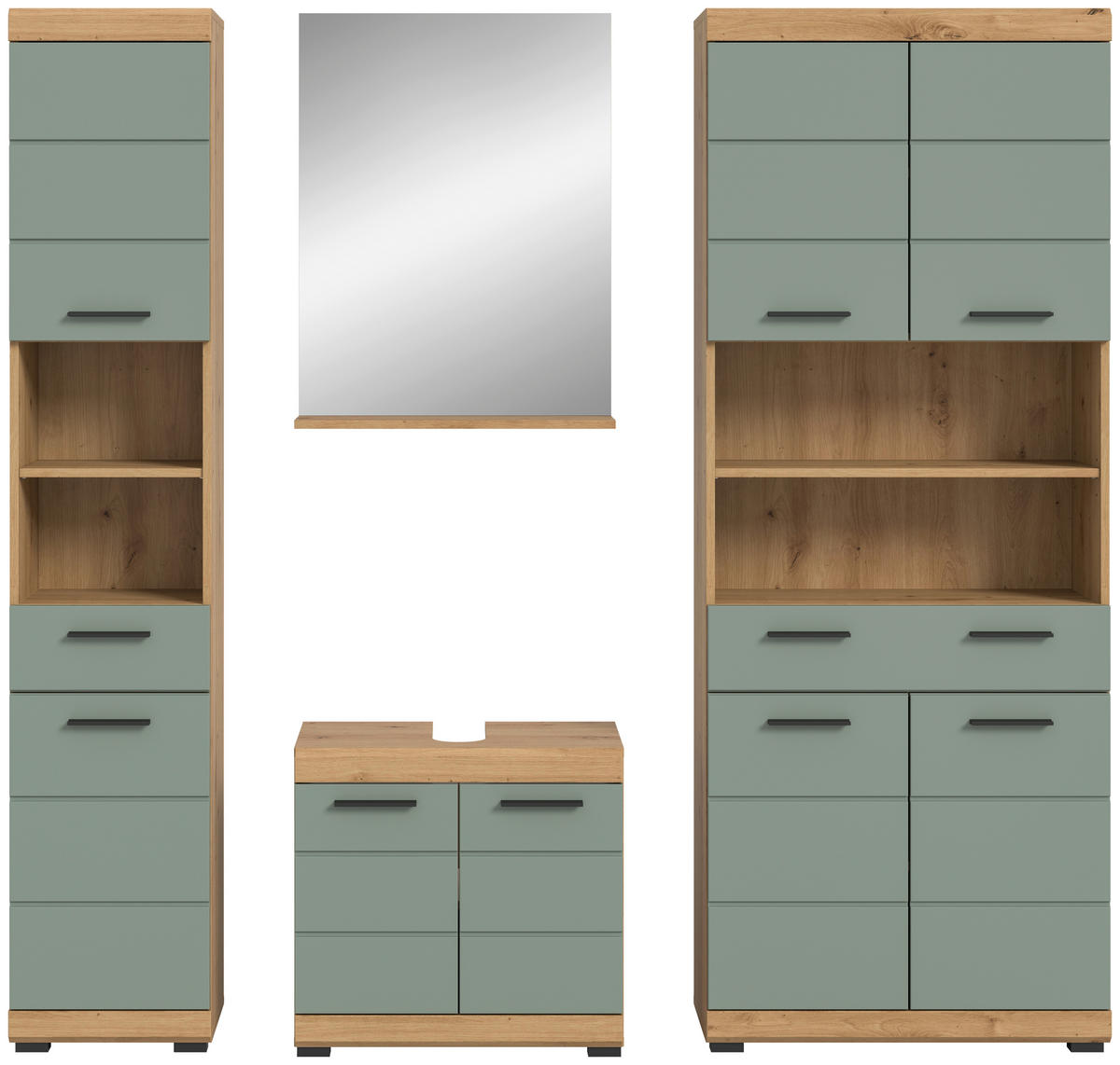 Badezimmer-Set Scout Eiche Artisan Nachbildung salbei Nachbildung B/H/T: ca. 186x191x34 cm Scout - Eiche/salbei (186,00/191,00/34,00cm) - xonox.home