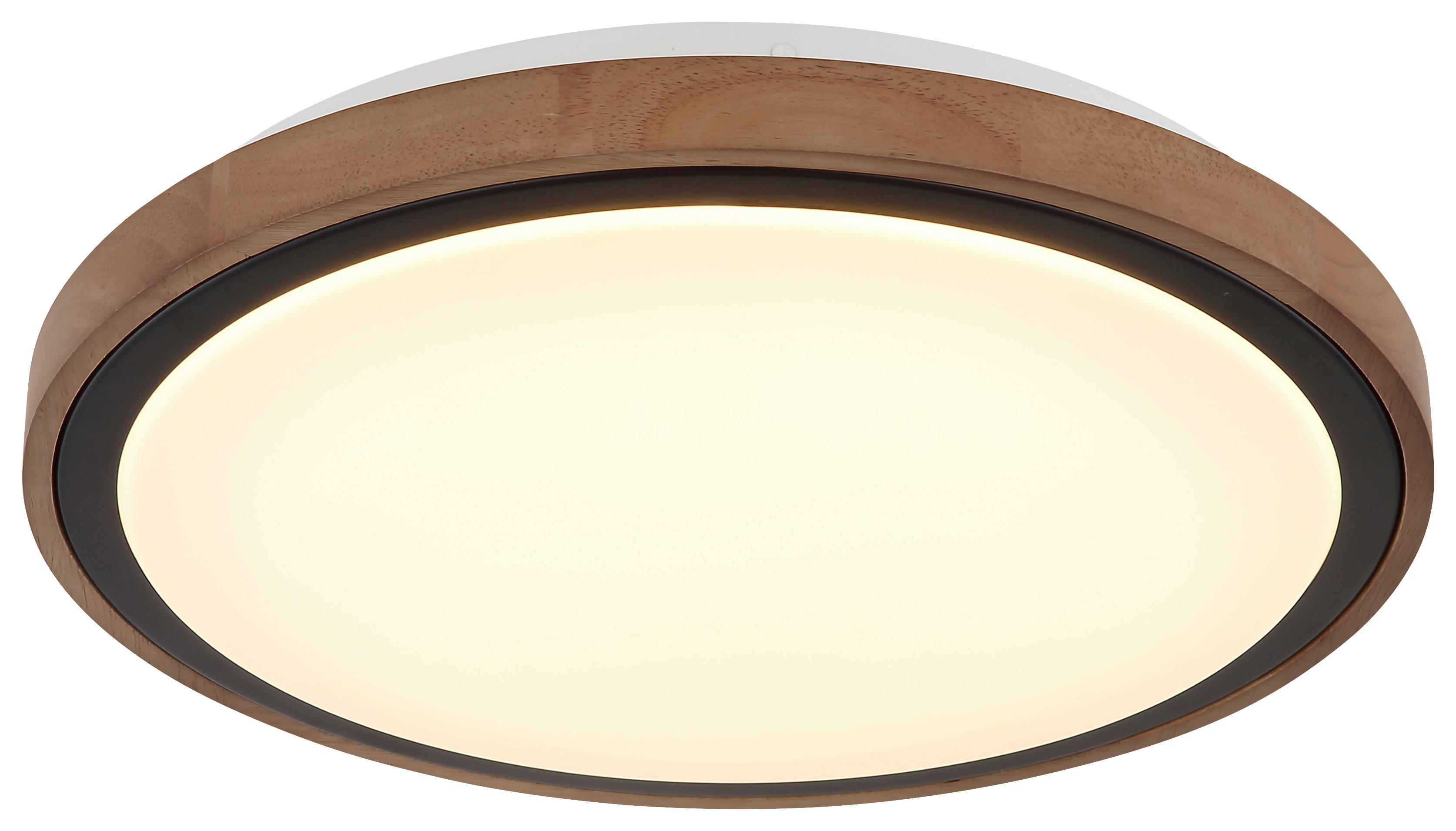 GLOBO LED-Deckenleuchte Opal schwarz braun Metall Holz Acryl H/D: ca. 9,5x38 cm BRUNO - braun/schwarz (38,00/9,50cm) - GLOBO