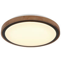 GLOBO LED-Deckenleuchte Opal schwarz braun Metall Holz Acryl H/D: ca. 9,5x38 cm BRUNO - braun/schwarz (38,00/9,50cm) - GLOBO
