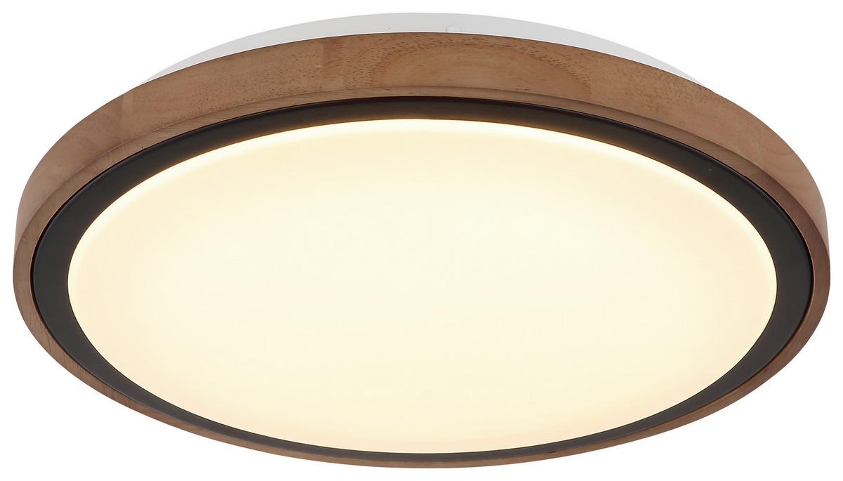 GLOBO LED-Deckenleuchte Opal schwarz braun Metall Holz Acryl H/D: ca. 9,5x38 cm BRUNO - braun/schwarz (38,00/9,50cm) - GLOBO