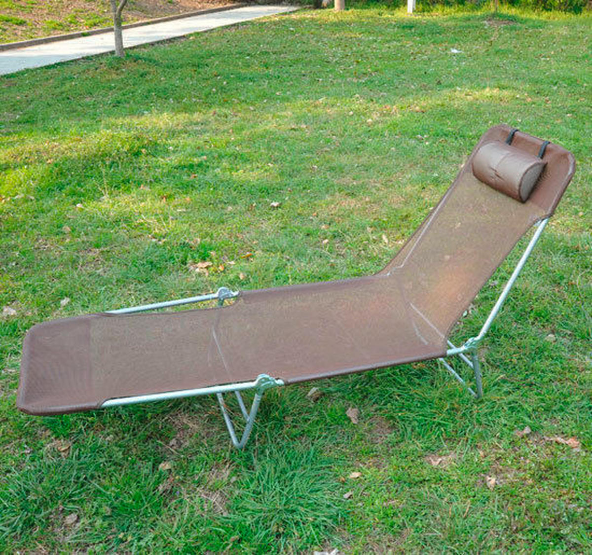Outsunny Gartenliege braun Netzstoff B/H/L: ca. 56x28x182 cm Gartenliege - braun (182,00/56,00/28,00cm) - Outsunny