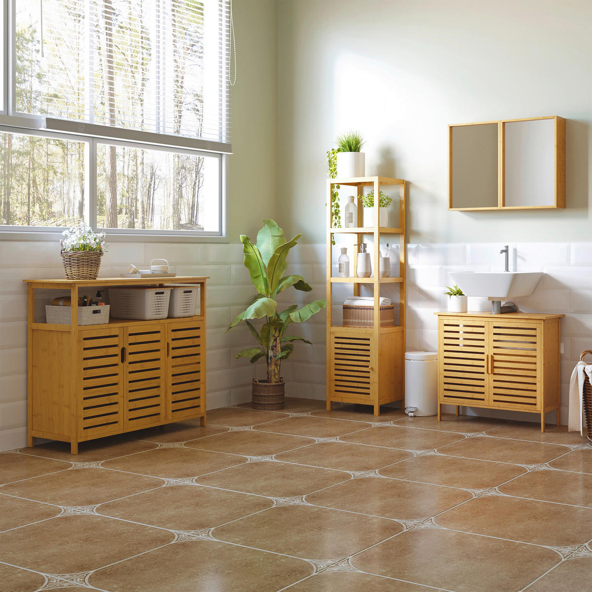 Badschrank natur Edelstahl B/H/L: ca. 33x36x140 cm Badschrank - natur (140,00/33,00/36,00cm) - HOMCOM