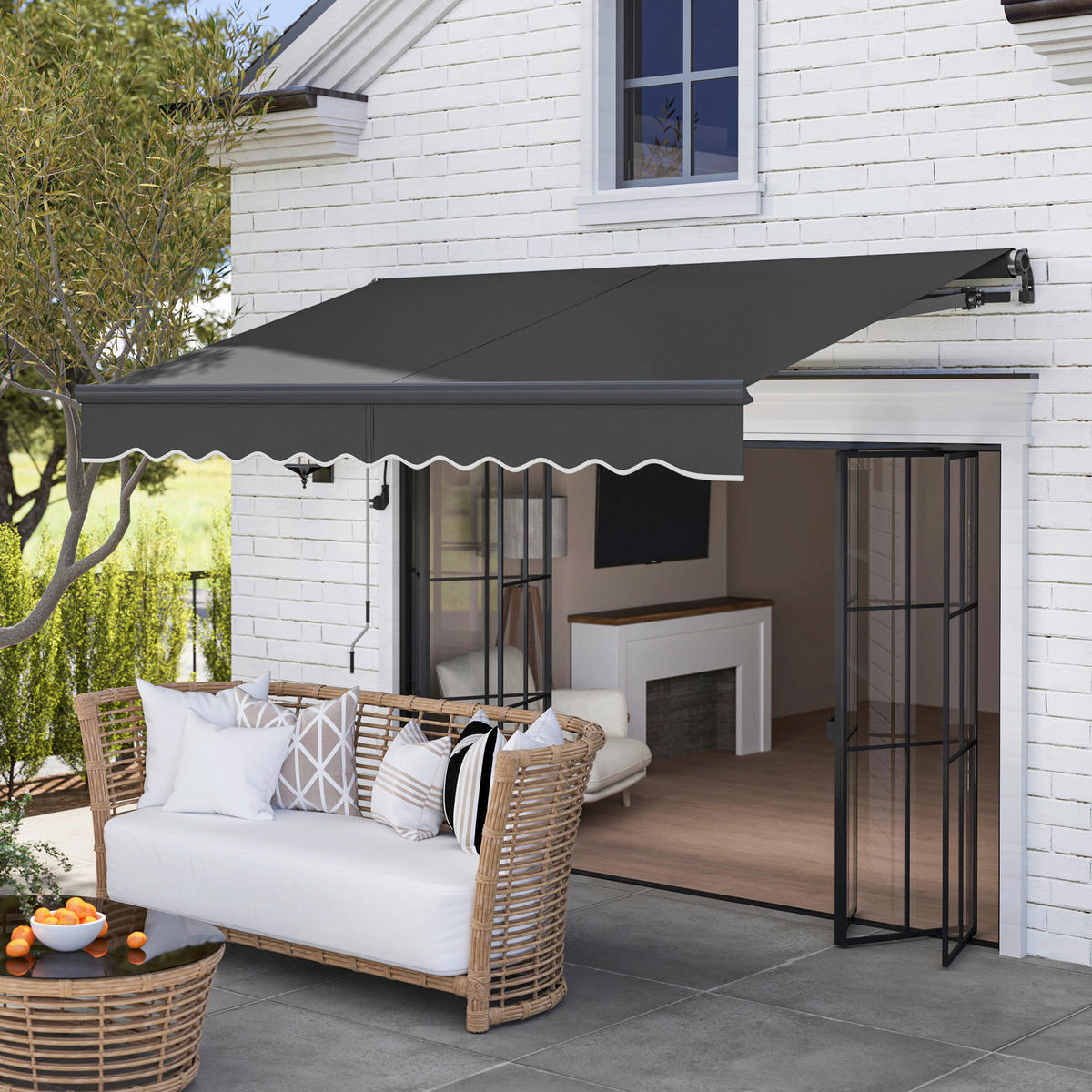 Outsunny Markise dunkelgrau B/H/L: ca. 250x150x296 cm Markise - dunkelgrau (296,00/250,00/150,00cm) - Outsunny