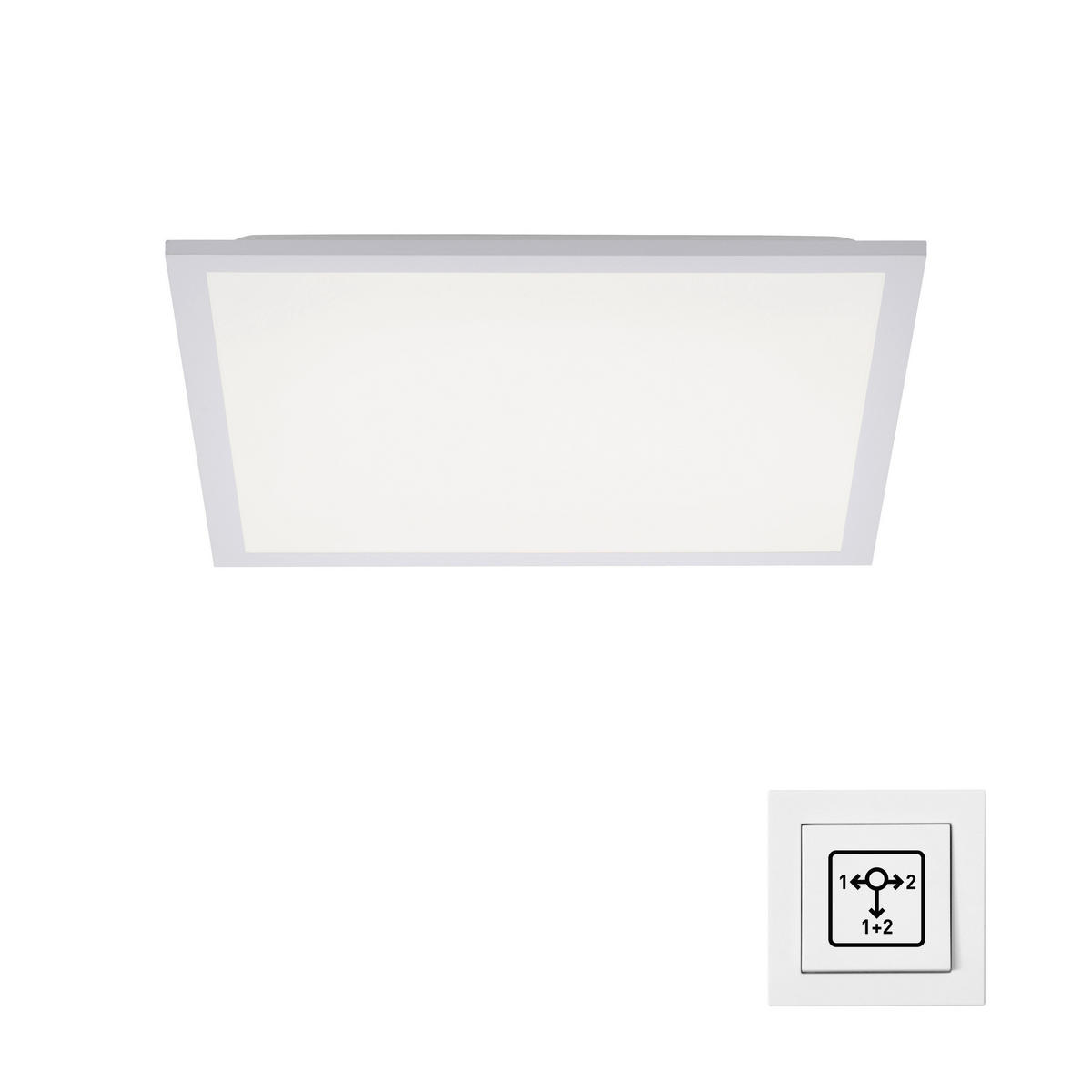 Just Light Deckenleuchte 12201-16 Flat weiß Kunststoff B/H/L: ca. 45x6x45 cm 1 Brennstellen Flat - weiß (45,00/45,00/6,00cm) - Just Light