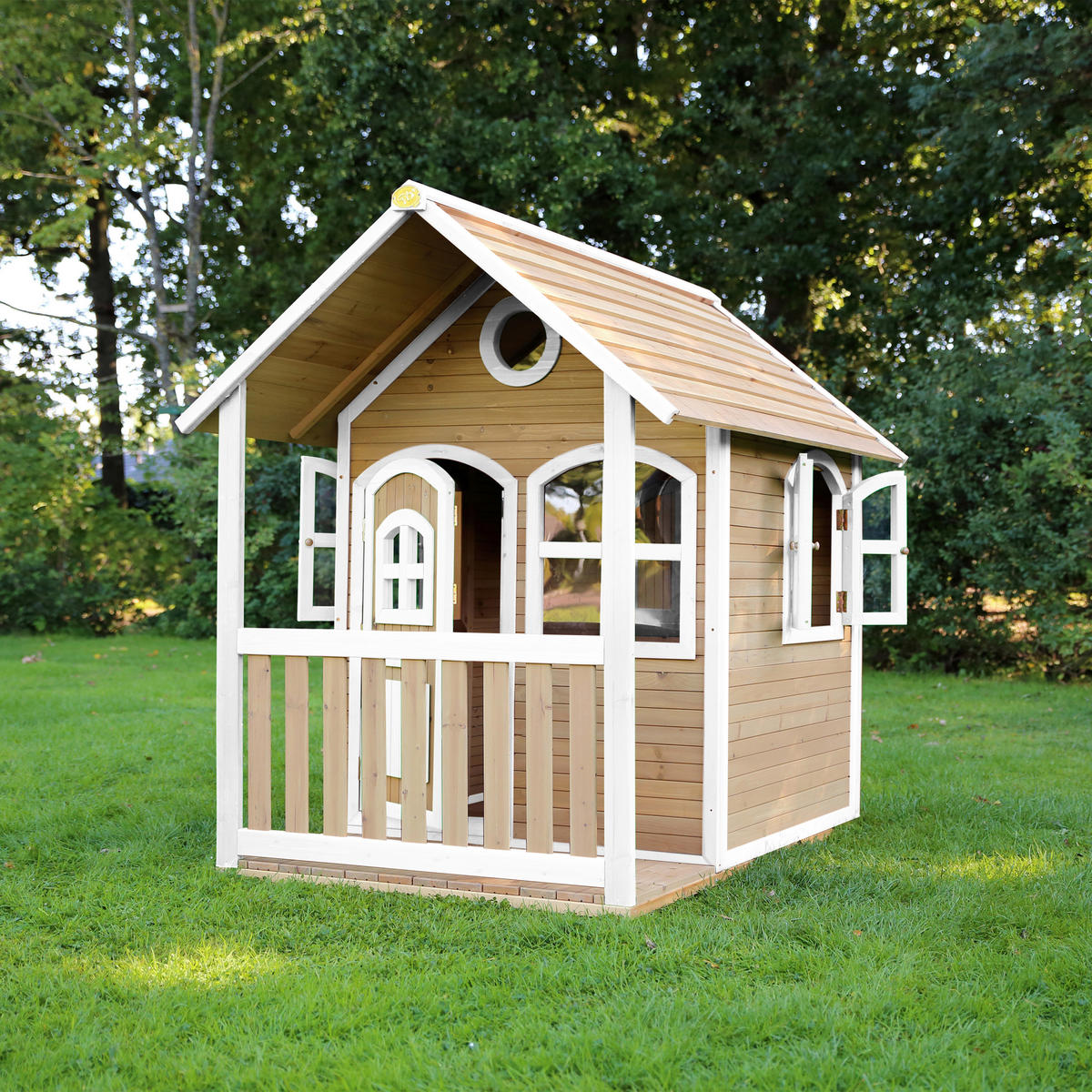AXI Spielhaus Alex braun B/H/L: ca. 137x178x191 cm Alex - braun/weiß (191,00/137,00/178,00cm) - AXI