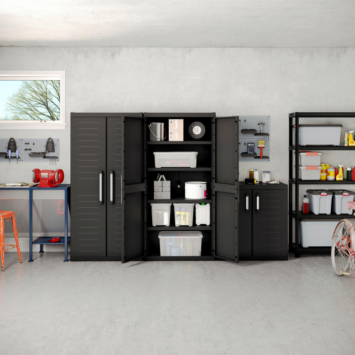 Keter Kunststoffschrank Detroit XL schwarz Kunststoff B/H/T: ca. 89x182x54 cm Detroit XL - schwarz (89,00/182,00/54,00cm) - Keter