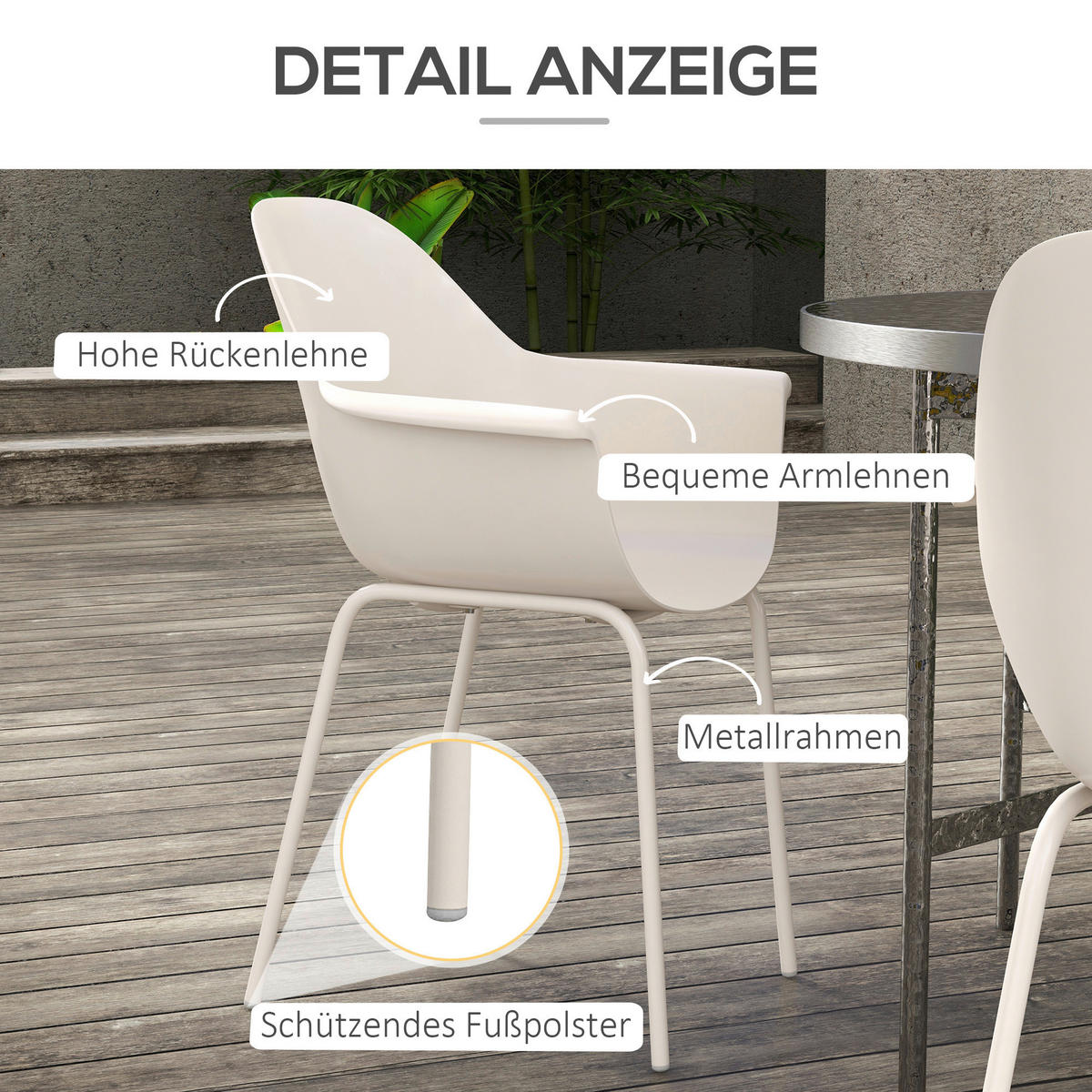 Outsunny Bistro-Set grau Stahl B/H/L: ca. 55x84x59 cm Bistro-Set - grau (59,00/55,00/84,00cm) - Outsunny