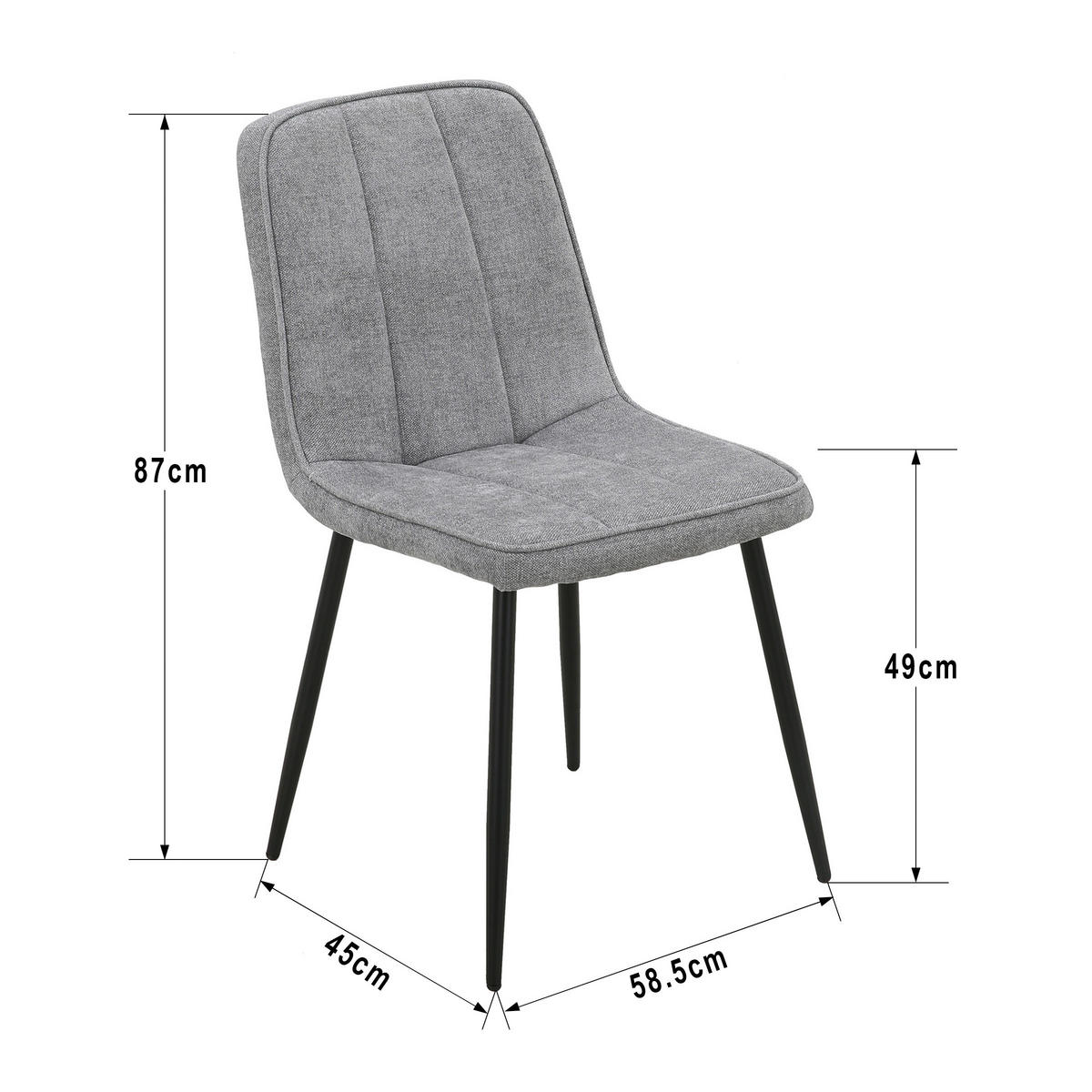 Stuhl KIM grau Webstoff B/T: ca. 45x87 cm KIM - schwarz/grau (45,00/87,00cm)