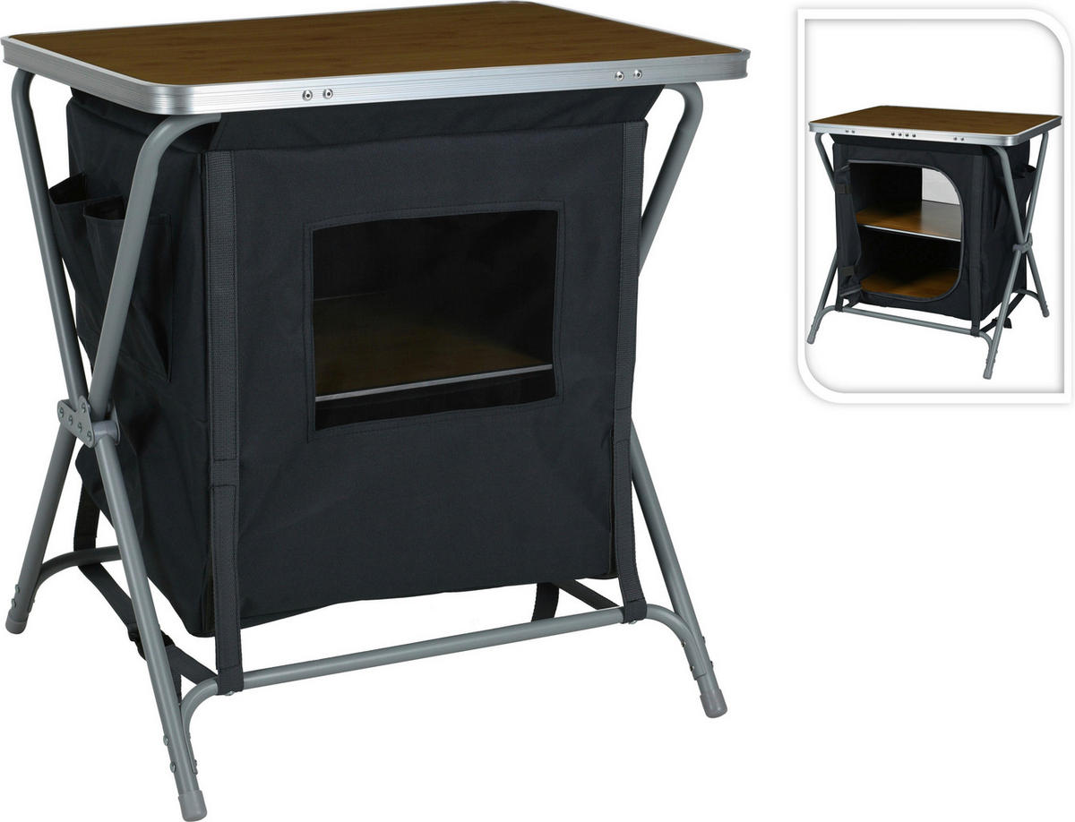 Camping Tischset schwarz Stahl B/H/L: ca. 62,5x12x48,2 cm Campingtisch-/Schrank_faltbar - schwarz (48,20/62,50/12,00cm)