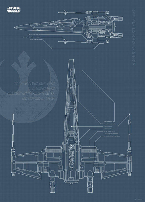 Komar Poster Star Wars Blueprint X-Wing Star Wars B/L: ca. 50x70 cm günstig online kaufen