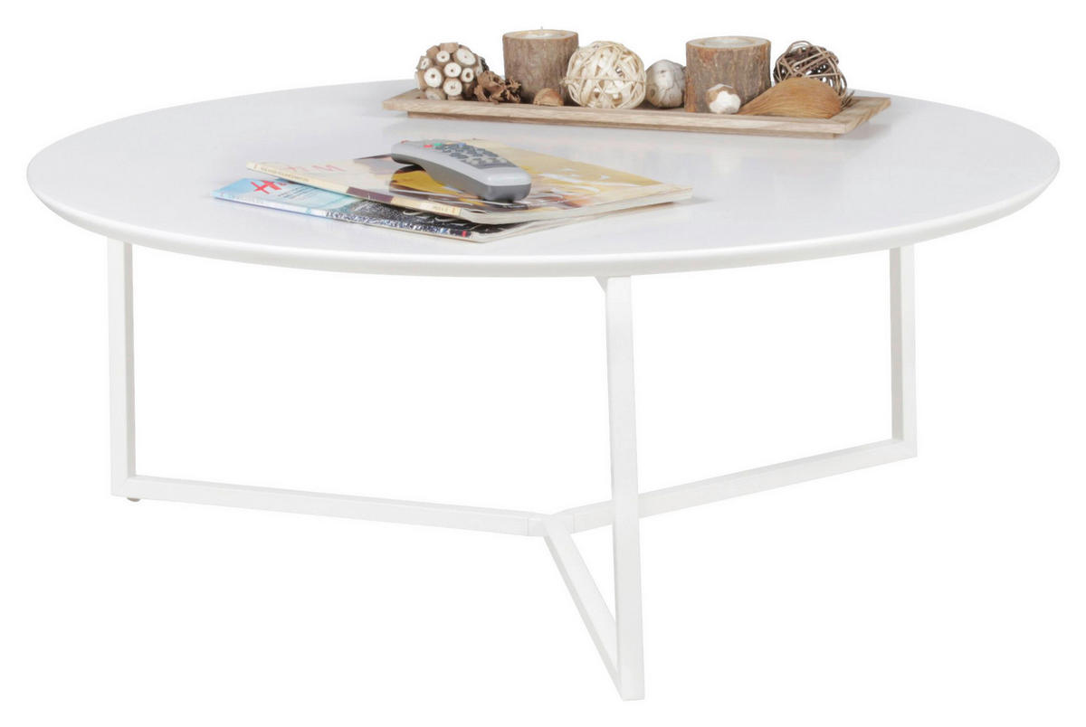 Wohnling Couchtisch weiß weiß MDF Metall B/H/T: ca. 80x33x80 cm Couchtisch - weiß (80,00/33,00/80,00cm) - Wohnling