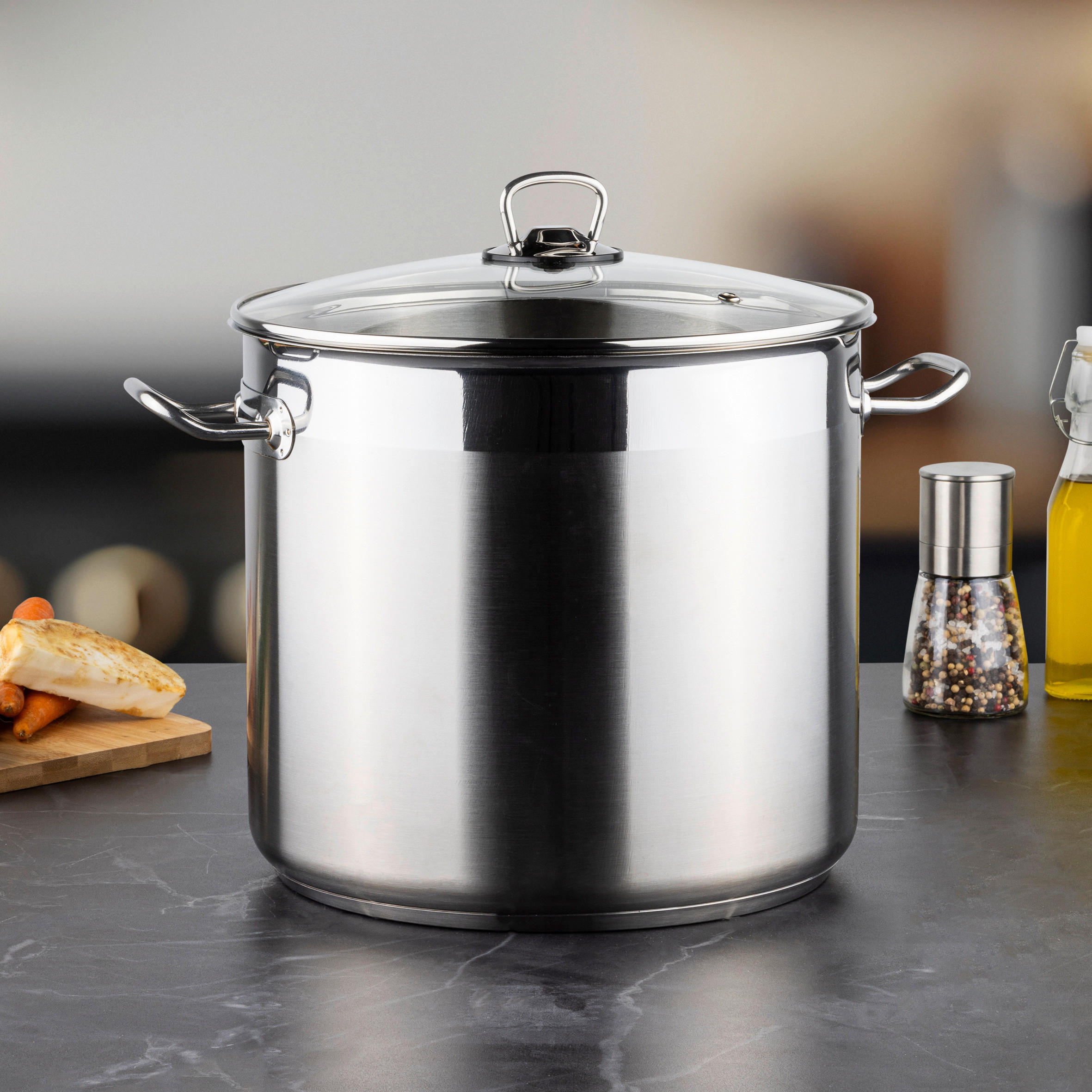 Großraumtopf silber Edelstahl Universaltopf_mit_Glasdeckel 15l - silber